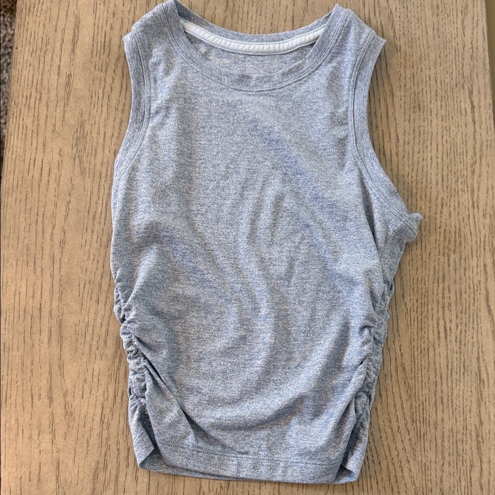 lululemon athletica Heather Light Blue Ruched Side Tank